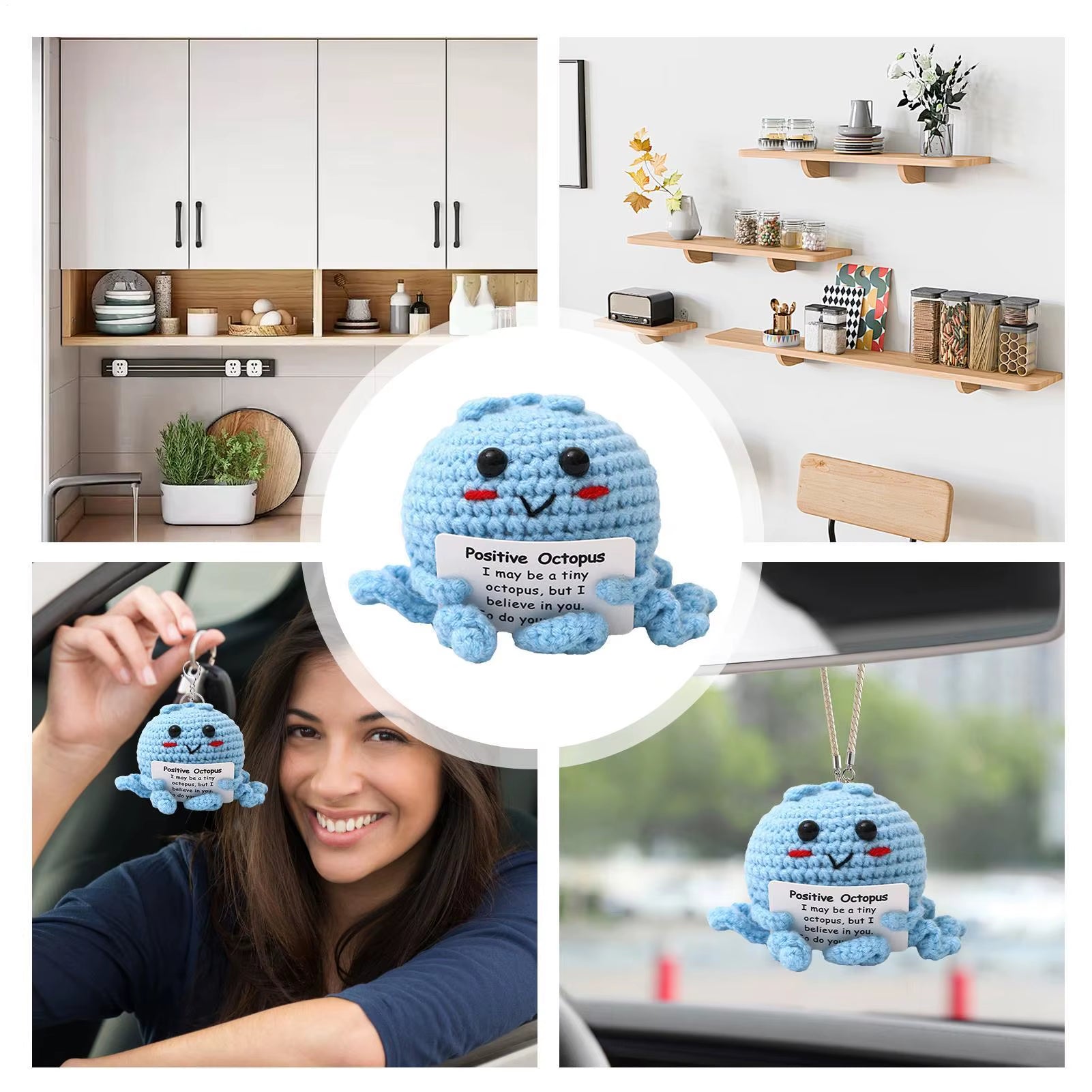 Positive Animals Octopus Positive Toy with Encouragement Card Collectible Toy for Coworkers Girls Boys Friends Teachers Women