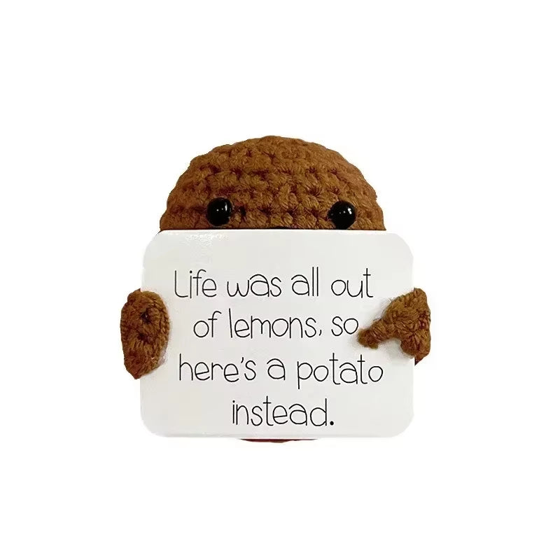 Positive Potatoes Room Decor Ornament Knit Inspired Toy Tiny Yarn Handmade Doll Funny Christams Gift Home Decoration Accessories