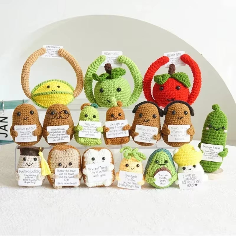 Positive Potatoes Room Decor Ornament Knit Inspired Toy Tiny Yarn Handmade Doll Funny Christams Gift Home Decoration Accessories