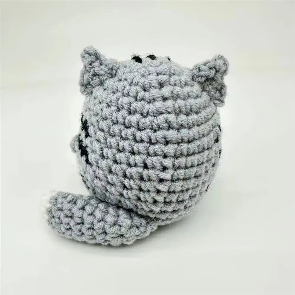 Carton Yarn Crochet Cat Doll Handmade Knitted Cute Positive Energy Cat Doll Crochet Handmade Knitted Doll Christmas Party