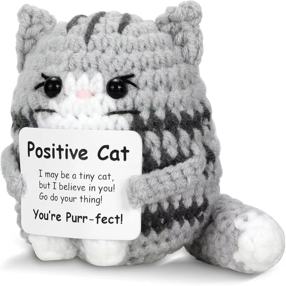 Carton Yarn Crochet Cat Doll Handmade Knitted Cute Positive Energy Cat Doll Crochet Handmade Knitted Doll Christmas Party