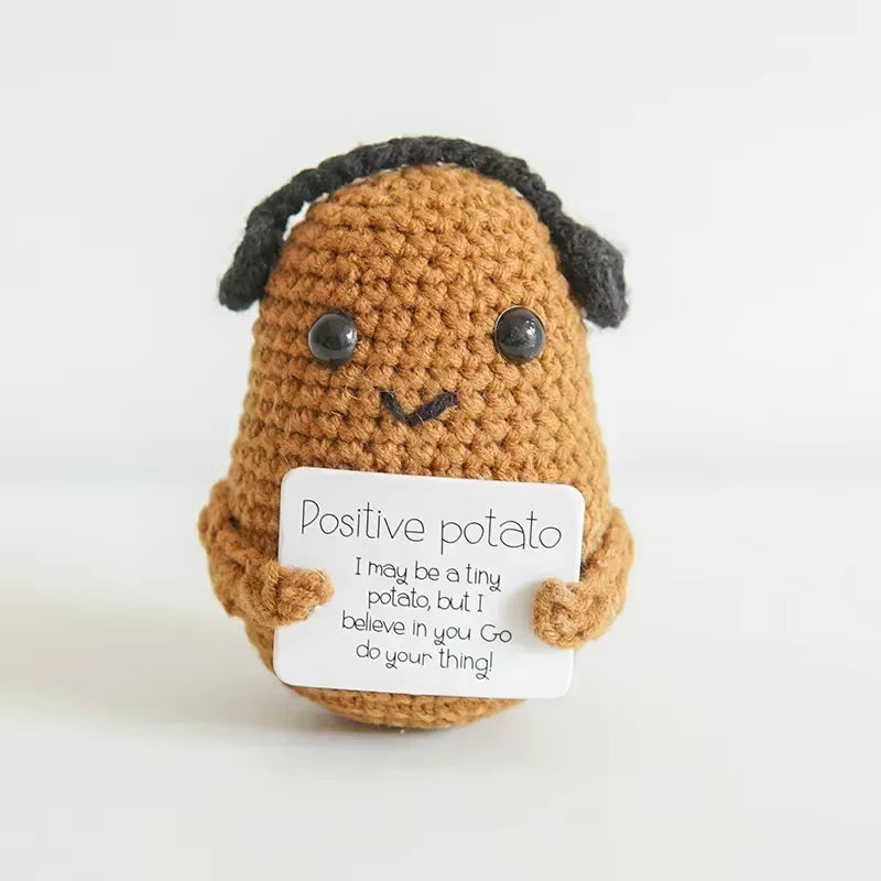 Positive Potatoes Room Decor Ornament Knit Inspired Toy Tiny Yarn Handmade Doll Funny Christams Gift Home Decoration Accessories