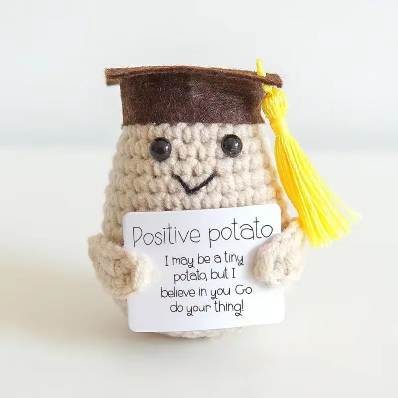 Positive Potatoes Room Decor Ornament Knit Inspired Toy Tiny Yarn Handmade Doll Funny Christams Gift Home Decoration Accessories