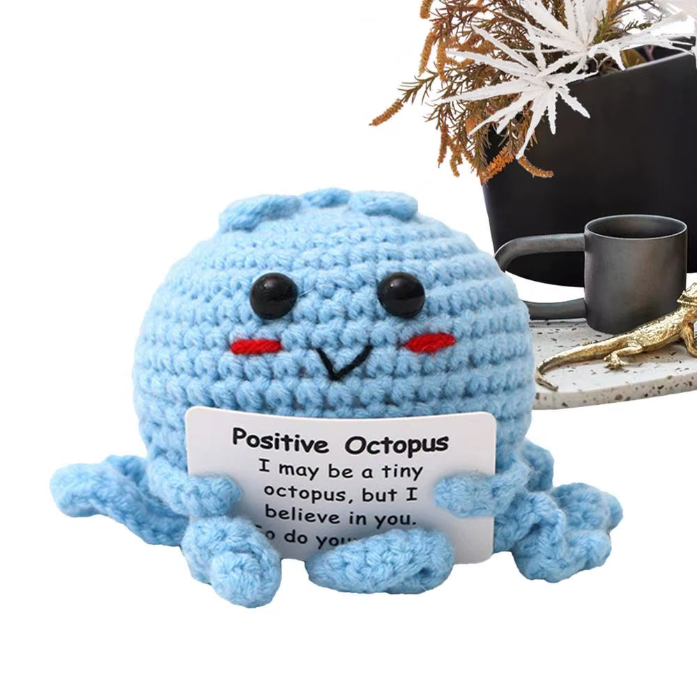 Positive Animals Octopus Positive Toy with Encouragement Card Collectible Toy for Coworkers Girls Boys Friends Teachers Women