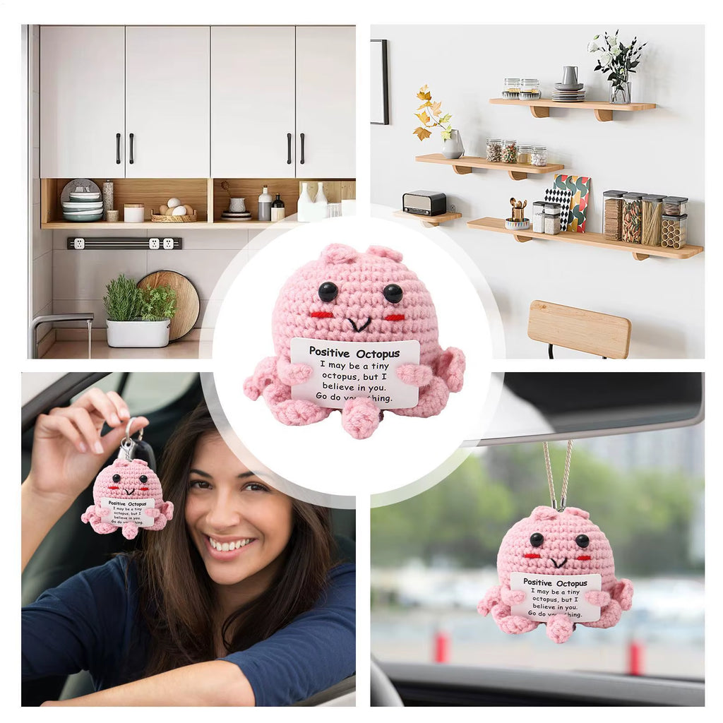 Positive Animals Octopus Positive Toy with Encouragement Card Collectible Toy for Coworkers Girls Boys Friends Teachers Women