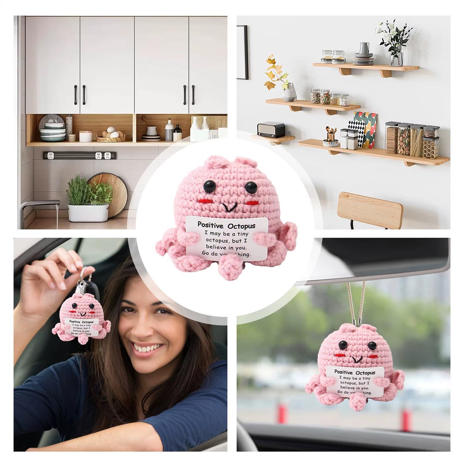 Positive Animals Octopus Positive Toy with Encouragement Card Collectible Toy for Coworkers Girls Boys Friends Teachers Women