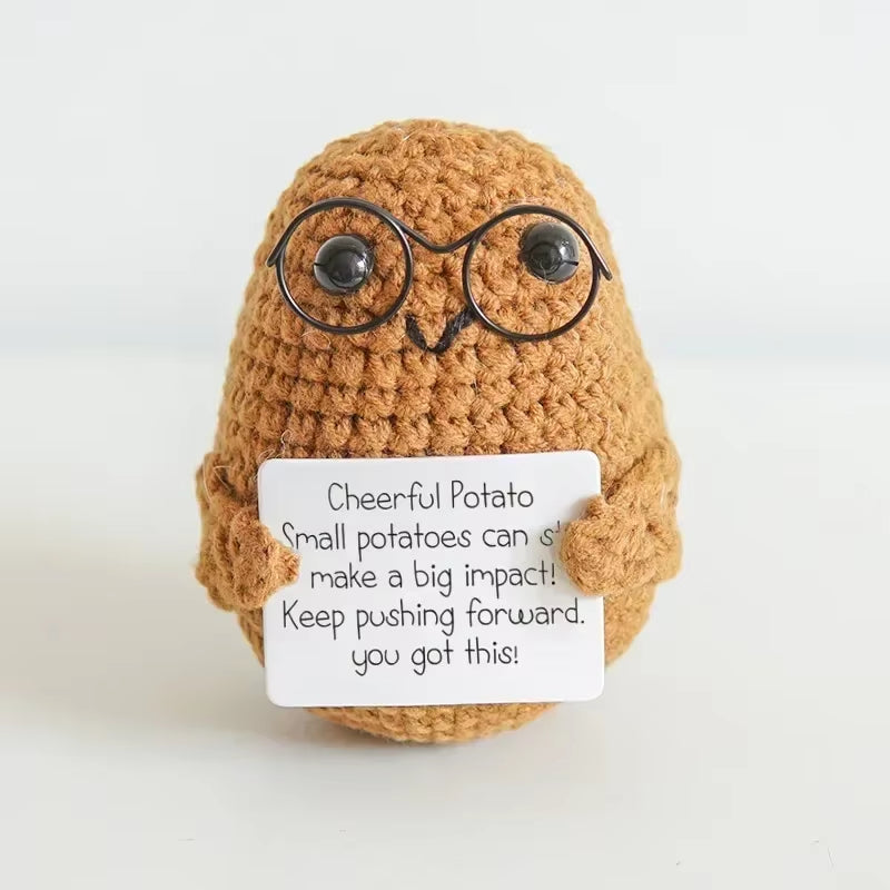 Positive Potatoes Room Decor Ornament Knit Inspired Toy Tiny Yarn Handmade Doll Funny Christams Gift Home Decoration Accessories