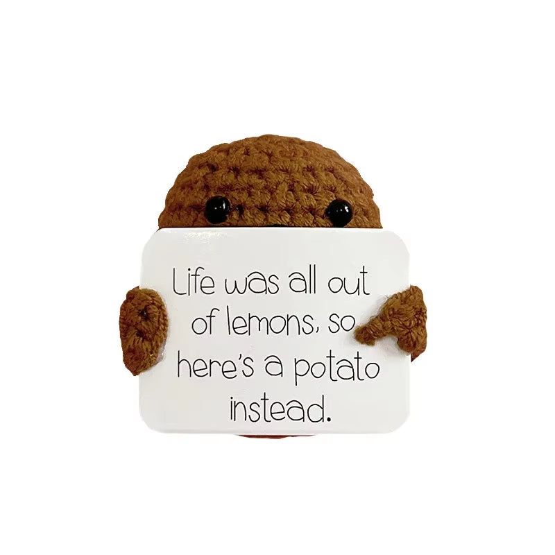 Positive Potatoes Room Decor Ornament Knit Inspired Toy Tiny Yarn Handmade Doll Funny Christams Gift Home Decoration Accessories