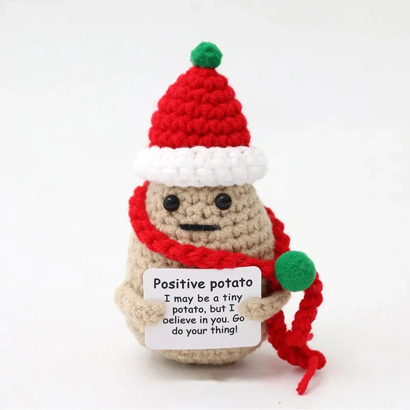 Cute Handwoven Positive Energy Duck Ornaments Handmade Crochet Support Emotional Pickles Cucumber Home Room Decor Christmas Gift