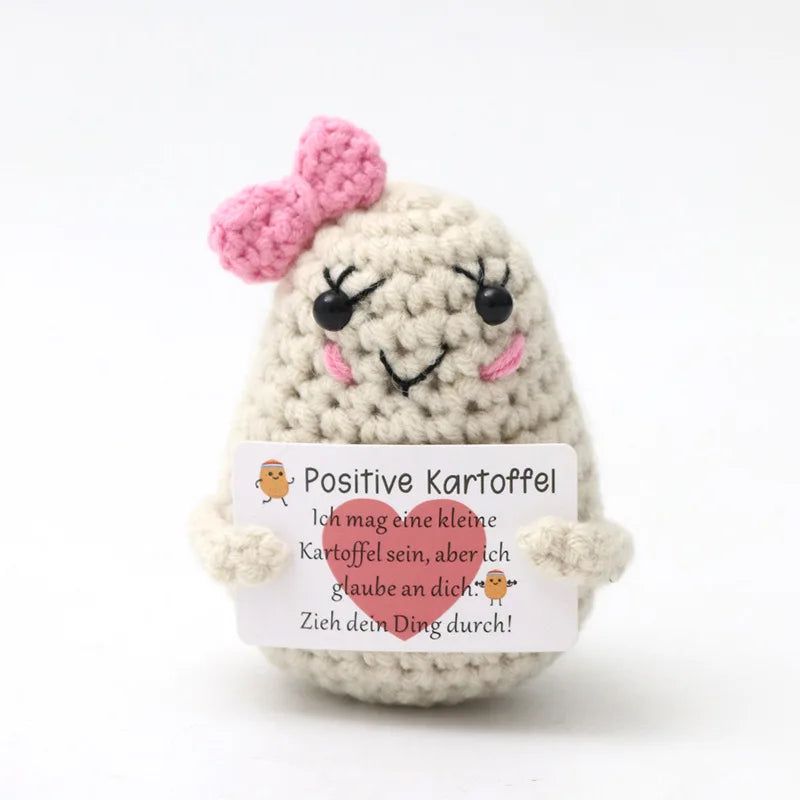 Cute Handwoven Positive Energy Duck Ornaments Handmade Crochet Support Emotional Pickles Cucumber Home Room Decor Christmas Gift