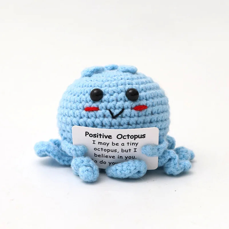 Cute Handwoven Positive Energy Duck Ornaments Handmade Crochet Support Emotional Pickles Cucumber Home Room Decor Christmas Gift