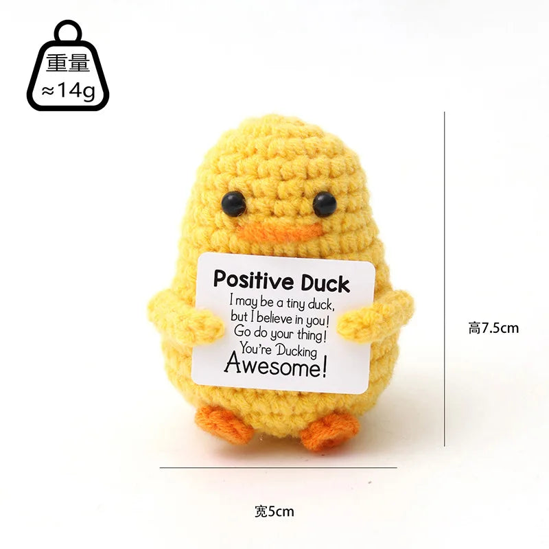 Cute Handwoven Positive Energy Duck Ornaments Handmade Crochet Support Emotional Pickles Cucumber Home Room Decor Christmas Gift