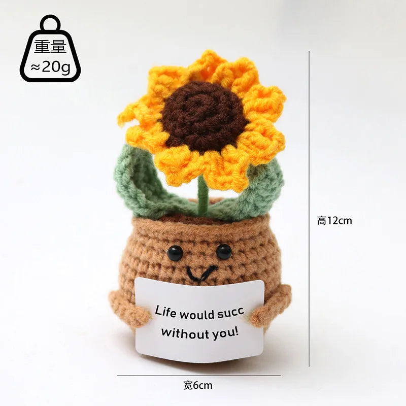 Cute Handwoven Positive Energy Duck Ornaments Handmade Crochet Support Emotional Pickles Cucumber Home Room Decor Christmas Gift