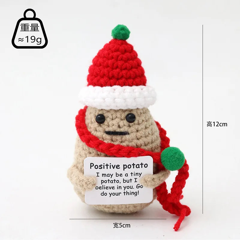 Cute Handwoven Positive Energy Duck Ornaments Handmade Crochet Support Emotional Pickles Cucumber Home Room Decor Christmas Gift