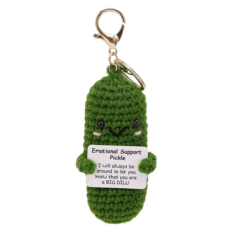 Positive Energy Potato Keychain Cute Emotional Cucumber Handmade Wool Crochet Pendant Doll with Card Funny Key Chain Home Decor