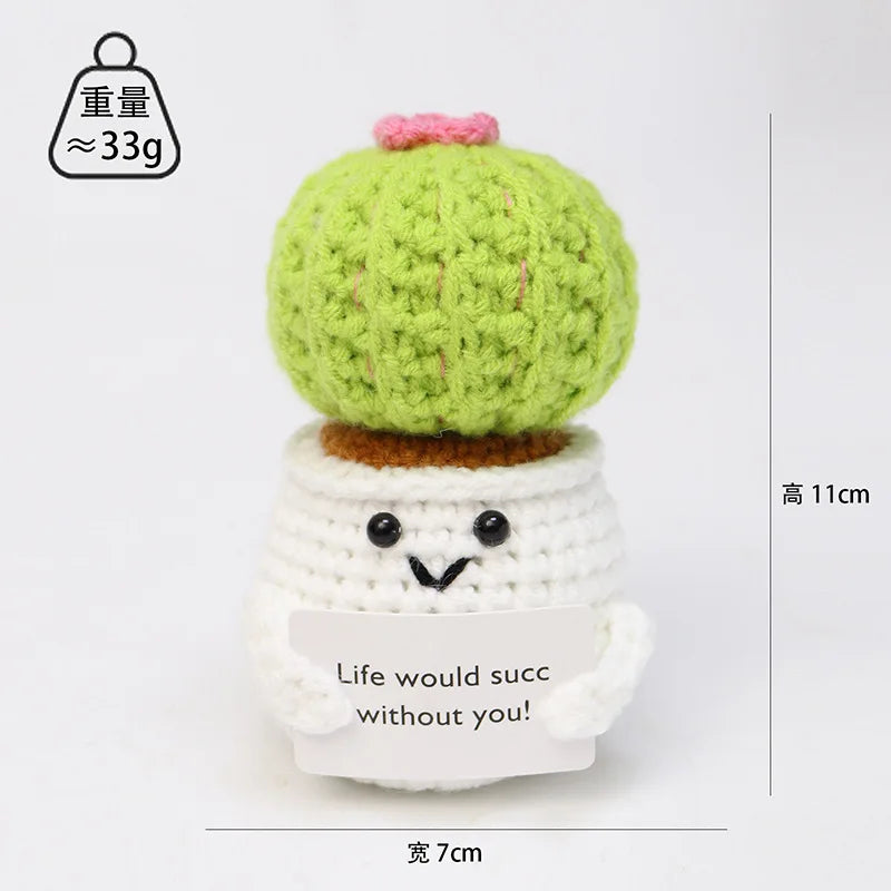 Cute Handwoven Positive Energy Duck Ornaments Handmade Crochet Support Emotional Pickles Cucumber Home Room Decor Christmas Gift