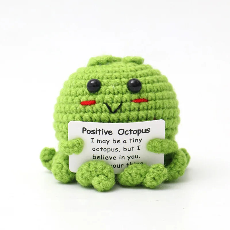 Cute Handwoven Positive Energy Duck Ornaments Handmade Crochet Support Emotional Pickles Cucumber Home Room Decor Christmas Gift
