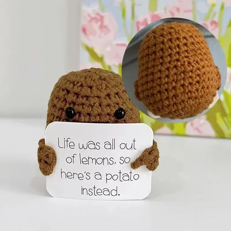 Positive Potatoes Room Decor Ornament Knit Inspired Toy Tiny Yarn Handmade Doll Funny Christams Gift Home Decoration Accessories