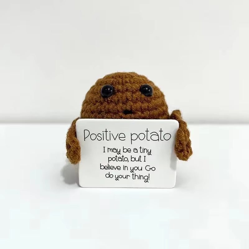 Positive Potatoes Room Decor Ornament Knit Inspired Toy Tiny Yarn Handmade Doll Funny Christams Gift Home Decoration Accessories