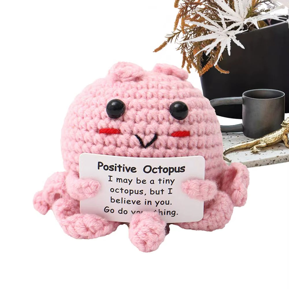 Positive Animals Octopus Positive Toy with Encouragement Card Collectible Toy for Coworkers Girls Boys Friends Teachers Women