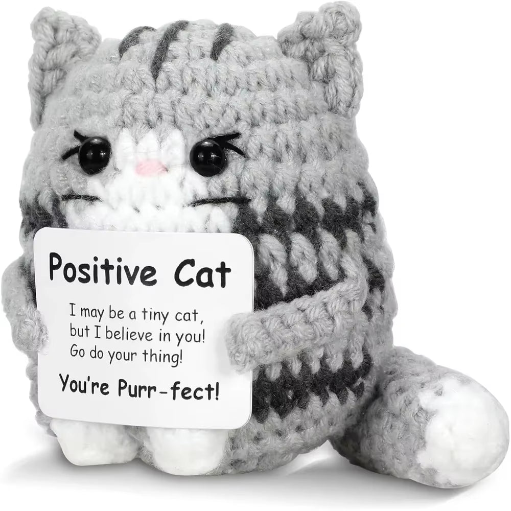 Carton Yarn Crochet Cat Doll Handmade Knitted Cute Positive Energy Cat Doll Crochet Handmade Knitted Doll Christmas Party