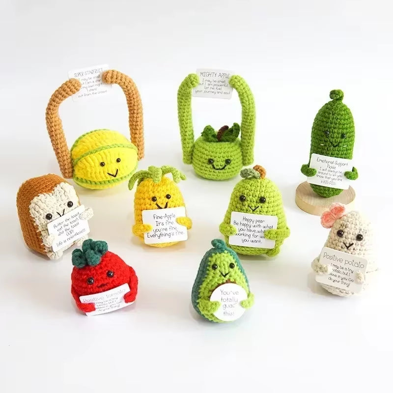 Positive Potatoes Room Decor Ornament Knit Inspired Toy Tiny Yarn Handmade Doll Funny Christams Gift Home Decoration Accessories